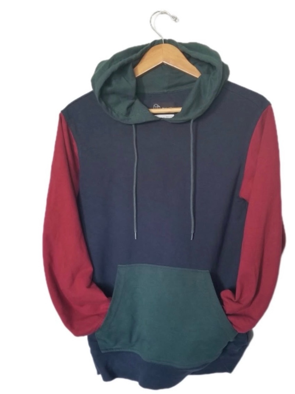 H&M Men's Colorblock Hoodie - Navy, Forest Green & Burgundy
